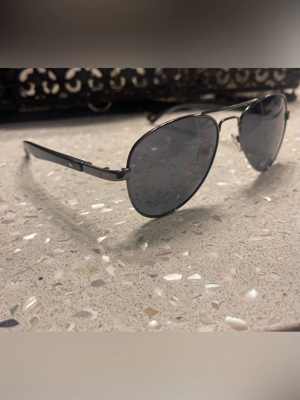 Tommy Hilfiger Aviator Sunglasses in Gunmetal with Gray Lenses